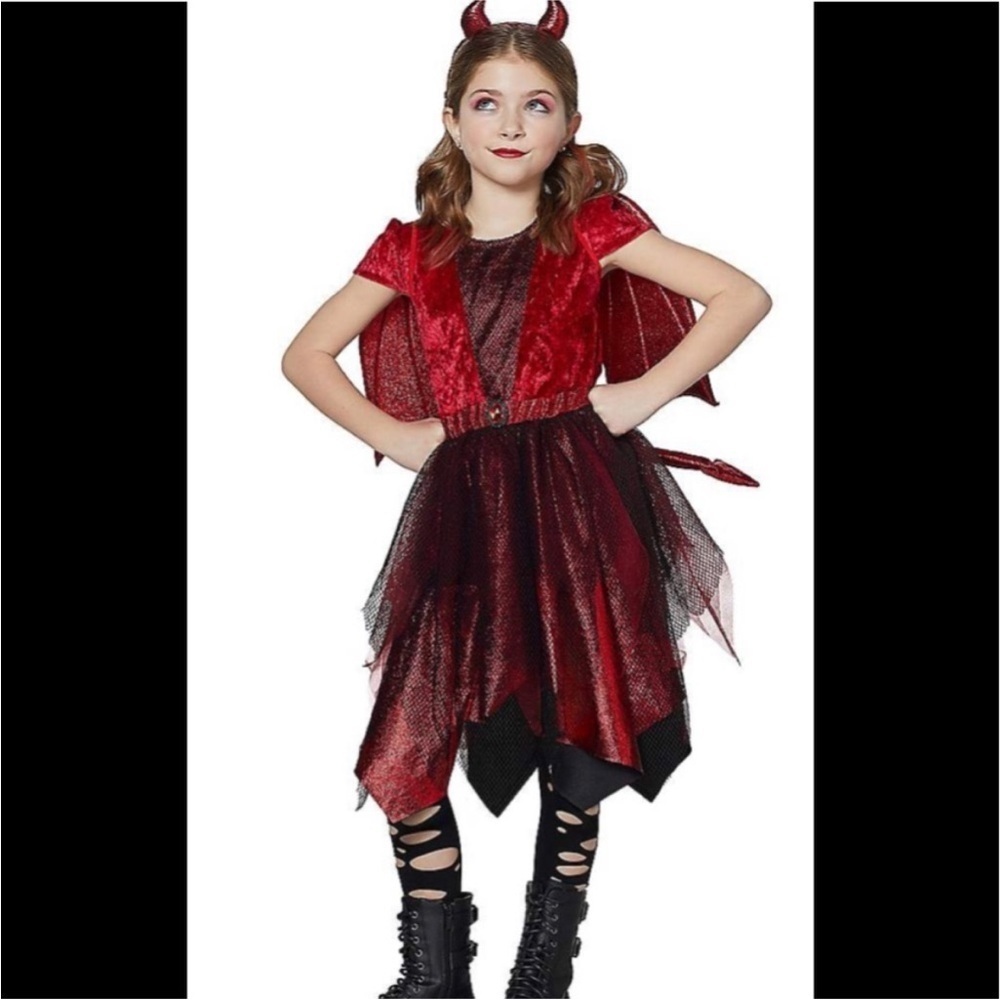 Kids Devil Costume Spirit Halloween Dress 8-10